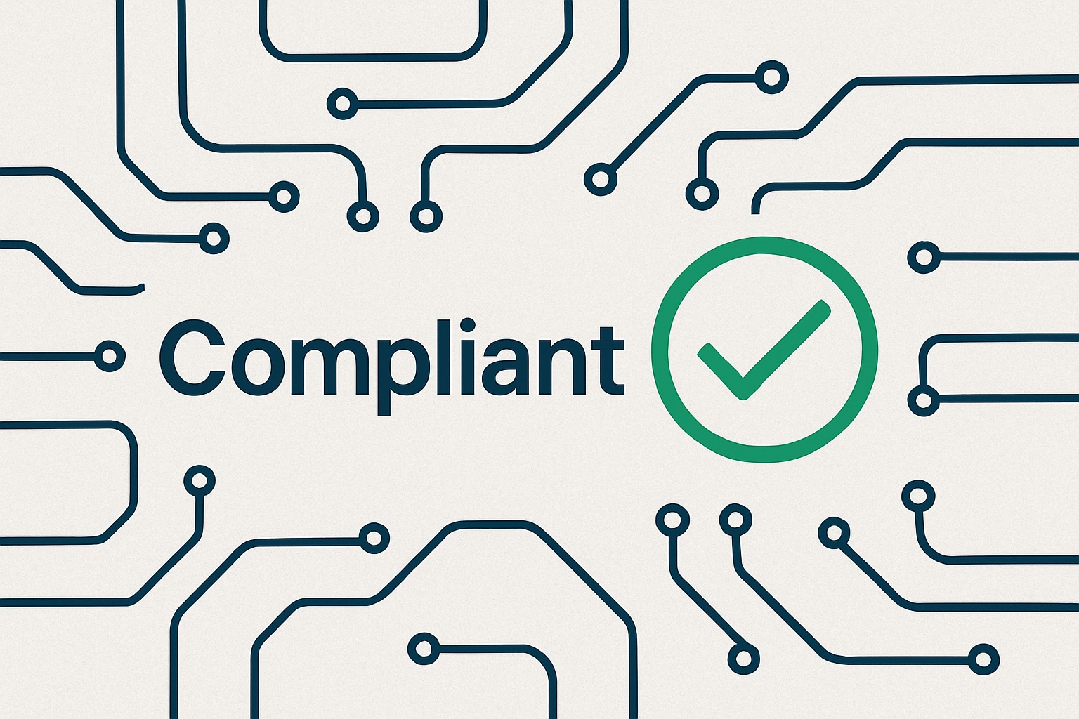 Graphic with 'Compliant' text and a checkmark
