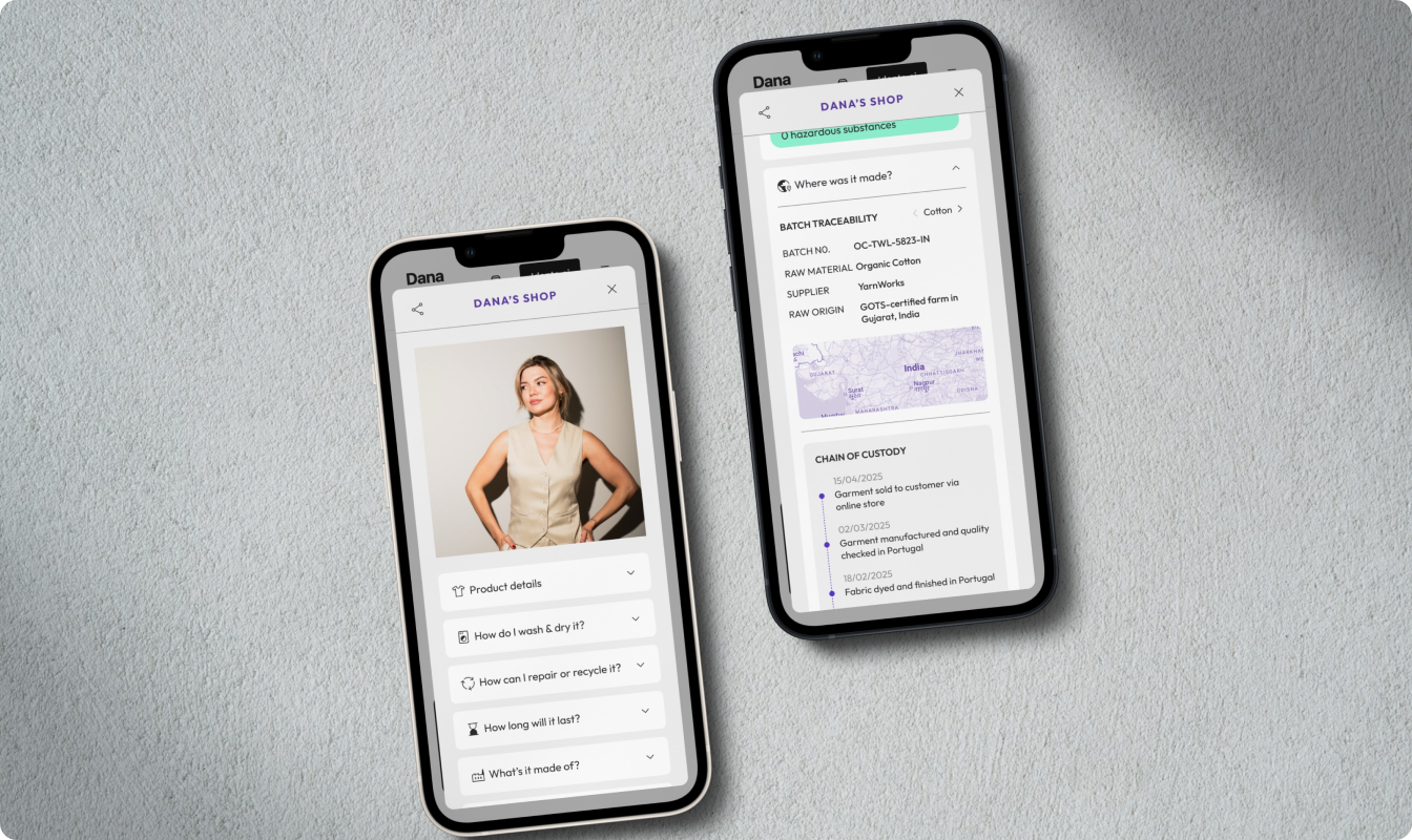 Smartphones showing application screens